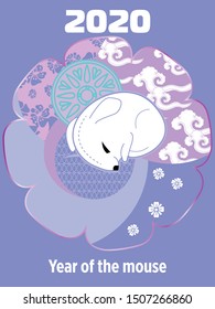 Cute rat/mouse cartoon character mascot. Happy new year 2020. Year of the rat