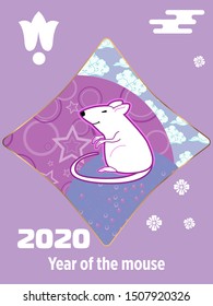 Cute rat/mouse cartoon character mascot. Happy new year 2020. Year of the rat.