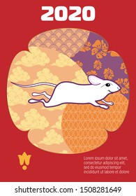 Cute rat/mouse cartoon character mascot. Happy new year 2020. Year of the rat.