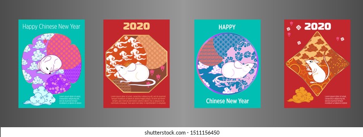 Cute rat/mouse cartoon character mascot. Happy new year 2020. Year of the rat.