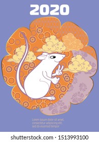 Cute rat/mouse cartoon character mascot. Happy new year 2020. Year of the rat. 