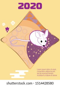 Cute rat/mouse cartoon character mascot. Happy new year 2020. Year of the rat. 