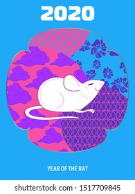 Cute rat/mouse cartoon character mascot. Happy new year 2020. Year of the rat. 