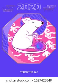 Cute rat/mouse cartoon character mascot. Happy new year 2020. Year of the rat. 