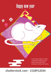 Cute rat/mouse cartoon character mascot. Happy new year 2020. Year of the rat.