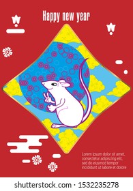 Cute rat/mouse cartoon character mascot. Happy new year 2020. Year of the rat. 