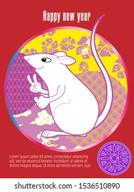 Cute rat/mouse cartoon character mascot. Happy new year 2020. Year of the rat. 