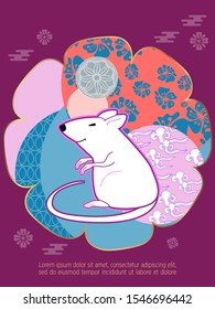 Cute rat/mouse cartoon character mascot. Happy new year 2020. Year of the rat. 