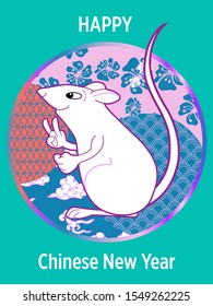 Cute rat/mouse cartoon character mascot. Happy new year 2020. Year of the rat. 