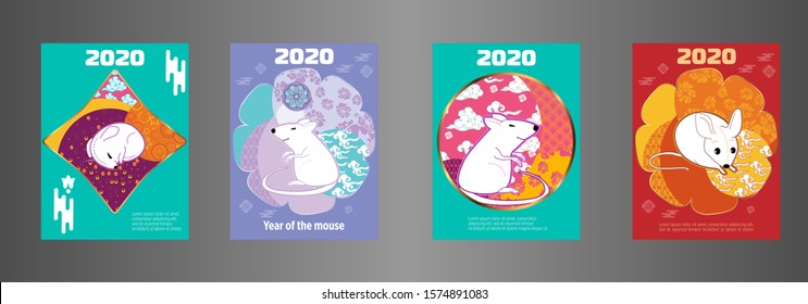 Cute rat/mouse cartoon character mascot. Happy new year 2020. Year of the rat. 
