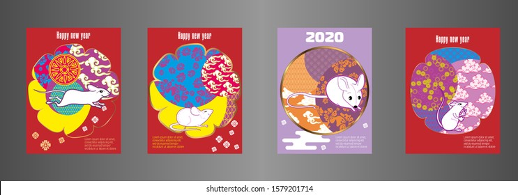 Cute rat/mouse cartoon character mascot. Happy new year 2020. Year of the rat.