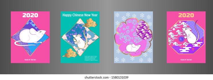 Cute rat/mouse cartoon character mascot. Happy new year 2020. Year of the rat.
