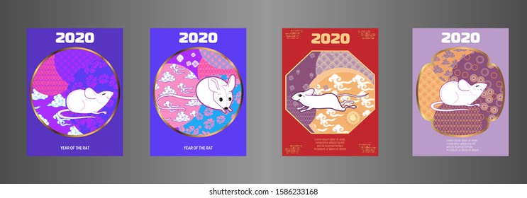 Cute rat/mouse cartoon character mascot. Happy new year 2020. Year of the rat.