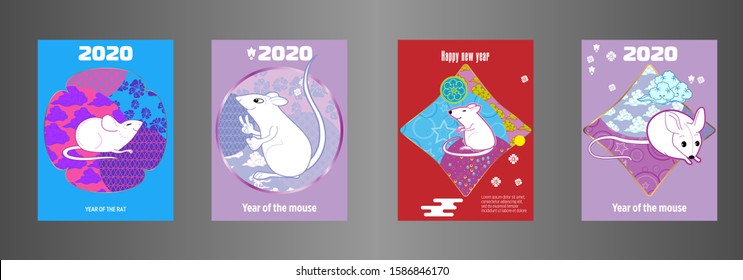 Cute rat/mouse cartoon character mascot. Happy new year 2020. Year of the rat.