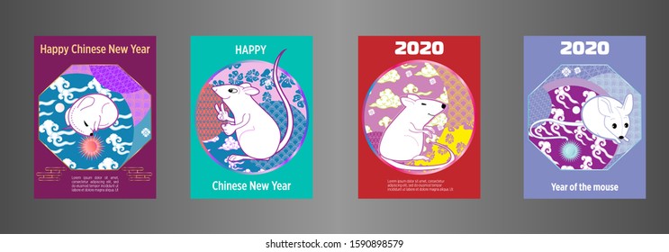 Cute rat/mouse cartoon character mascot. Happy new year 2020. Year of the rat.