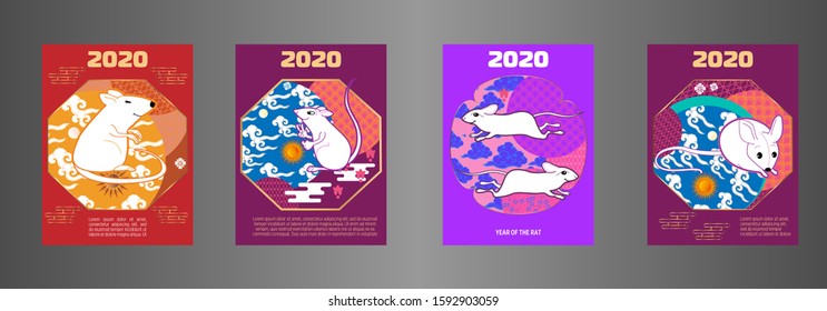 Cute rat/mouse cartoon character mascot. Happy new year 2020. Year of the rat.