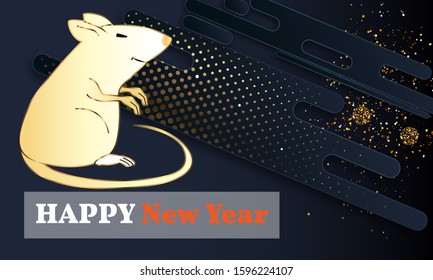 Cute rat/mouse cartoon character mascot. Happy new year 2020. Year of the rat.