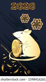 Cute rat/mouse cartoon character mascot. Happy new year 2020. Year of the rat.