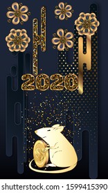 Cute rat/mouse cartoon character mascot. Happy new year 2020. Year of the rat.
