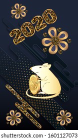 Cute rat/mouse cartoon character mascot. Happy new year 2020. Year of the rat.