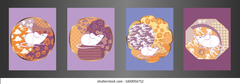 Cute rat/mouse cartoon character mascot. Happy new year 2020. Year of the rat.