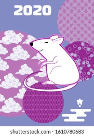 Cute rat/mouse cartoon character mascot. Happy new year 2020. Year of the rat. 