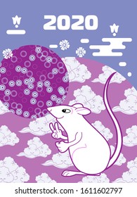 Cute rat/mouse cartoon character mascot. Happy new year 2020. Year of the rat. 