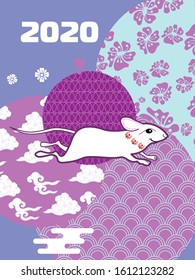 Cute rat/mouse cartoon character mascot. Happy new year 2020. Year of the rat. 
