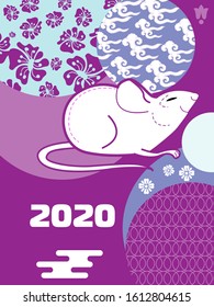 Cute rat/mouse cartoon character mascot. Happy new year 2020. Year of the rat. 