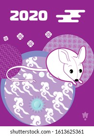 Cute rat/mouse cartoon character mascot. Happy new year 2020. Year of the rat. 