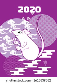 Cute rat/mouse cartoon character mascot. Happy new year 2020. Year of the rat. 