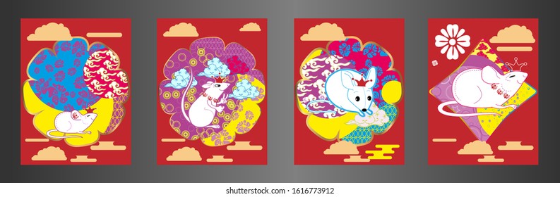 Cute rat/mouse cartoon character mascot. Happy new year 2020. Year of the rat. 