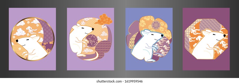 Cute rat/mouse cartoon character mascot. Happy new year 2020. Year of the rat. 