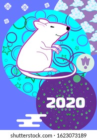 Cute rat/mouse cartoon character mascot. Happy new year 2020. Year of the rat.