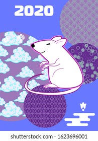 Cute rat/mouse cartoon character mascot. Happy new year 2020. Year of the rat.