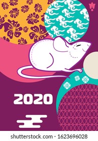 Cute rat/mouse cartoon character mascot. Happy new year 2020. Year of the rat.
