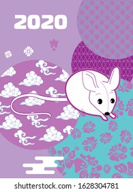 Cute rat/mouse cartoon character mascot. Happy new year 2020. Year of the rat. 