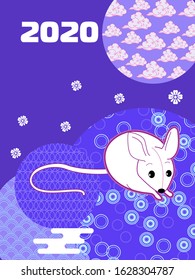 Cute rat/mouse cartoon character mascot. Happy new year 2020. Year of the rat. 
