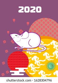 Cute rat/mouse cartoon character mascot. Happy new year 2020. Year of the rat. 