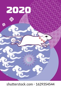 Cute rat/mouse cartoon character mascot. Happy new year 2020. Year of the rat. 