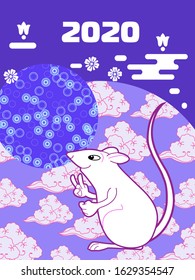 Cute rat/mouse cartoon character mascot. Happy new year 2020. Year of the rat. 