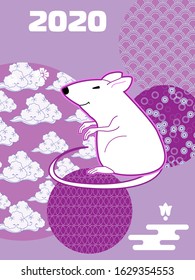 Cute rat/mouse cartoon character mascot. Happy new year 2020. Year of the rat. 
