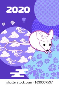 Cute rat/mouse cartoon character mascot. Happy new year 2020. Year of the rat. 