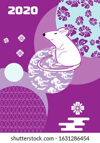 Cute rat/mouse cartoon character mascot. Happy new year 2020. Year of the rat. 