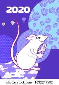 Cute rat/mouse cartoon character mascot. Happy new year 2020. Year of the rat. 