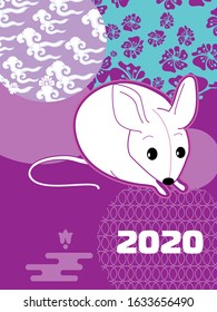 Cute rat/mouse cartoon character mascot. Happy new year 2020. Year of the rat. 