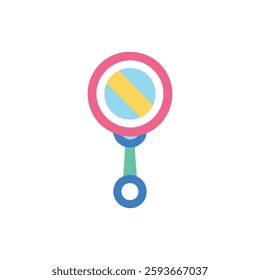 Cute rattle icon designed for babies and children.