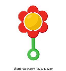 Cute rattle for newborn flat vector illustration. Cartoon drawing of toys for infants isolated on white background. Childhood, toys, entertainment concept