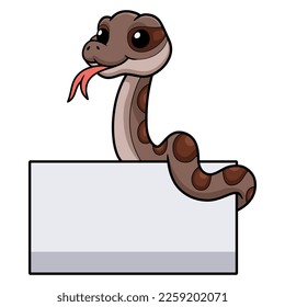 Cute rattlesnake cartoon with blank sign