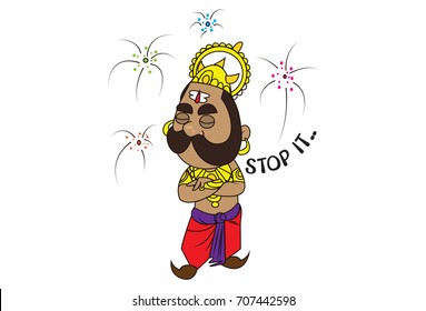 Cute Ravan Character saying Stop It. Vector Illustration. Isolated on white background.